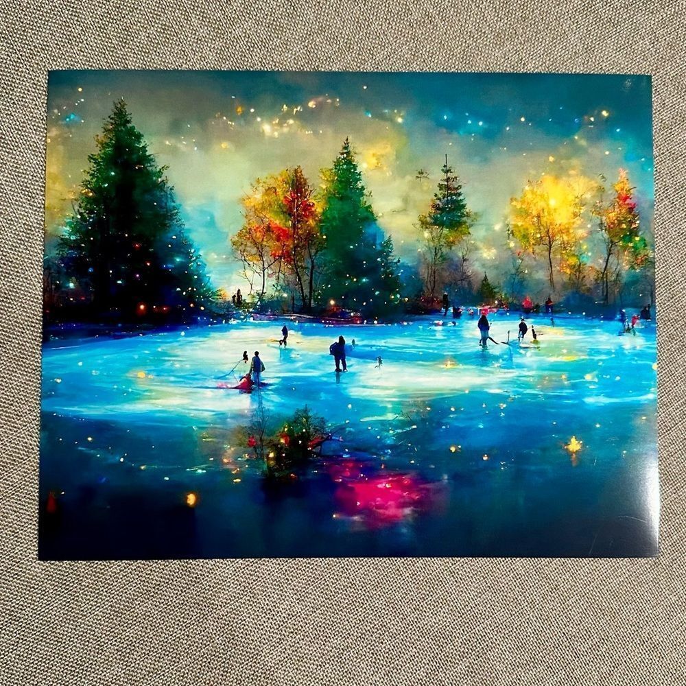 Ice  Skating Holiday Art  Print